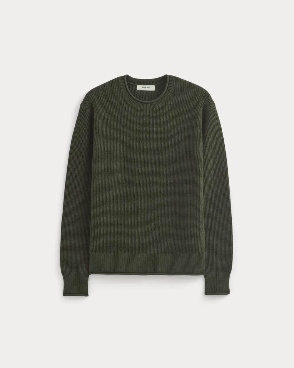 Waffle Rollneck Crew in Everyday Cotton | Dark Green (5)