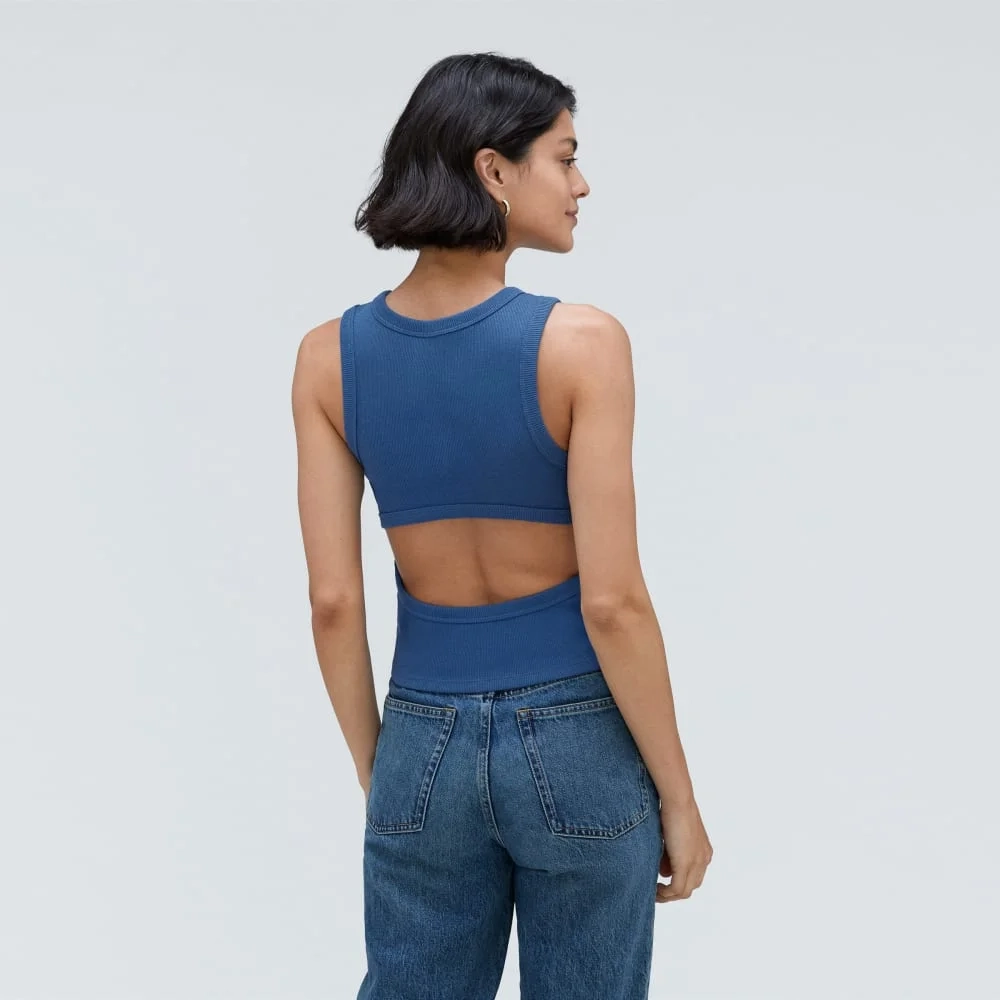The Ribbed Cutout Tank | Deep Blue (2)