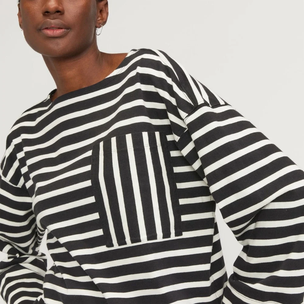 The Premium Weight Oversized Pocket Tee | Black / Canvas Tan (3)