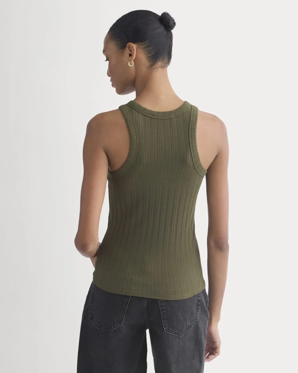 Racerback Tank in Pointelle | Olive Night (4)