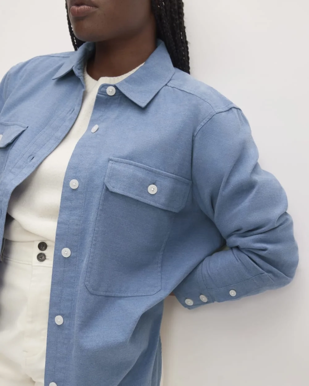 The Classic Cotton Flannel Shirt | Heathered Heritage Blue (3)