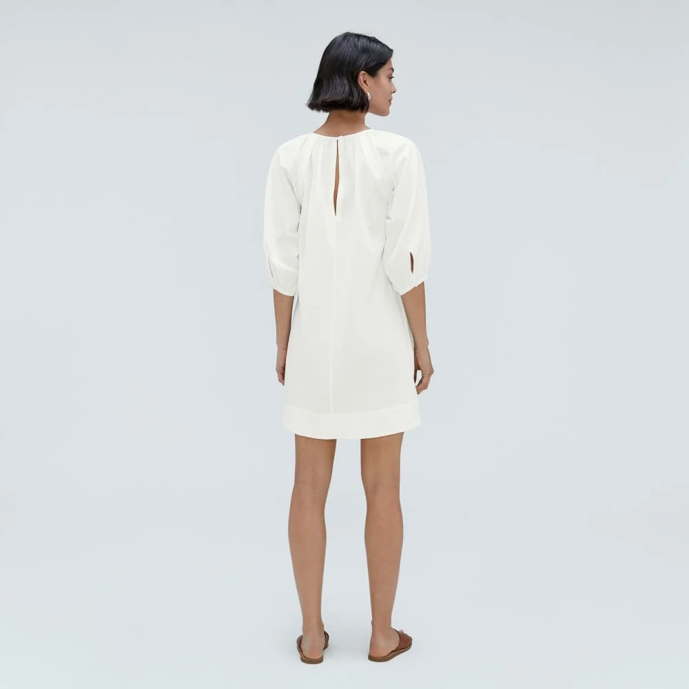 The Seersucker Puff Sleeve Dress | White (3)