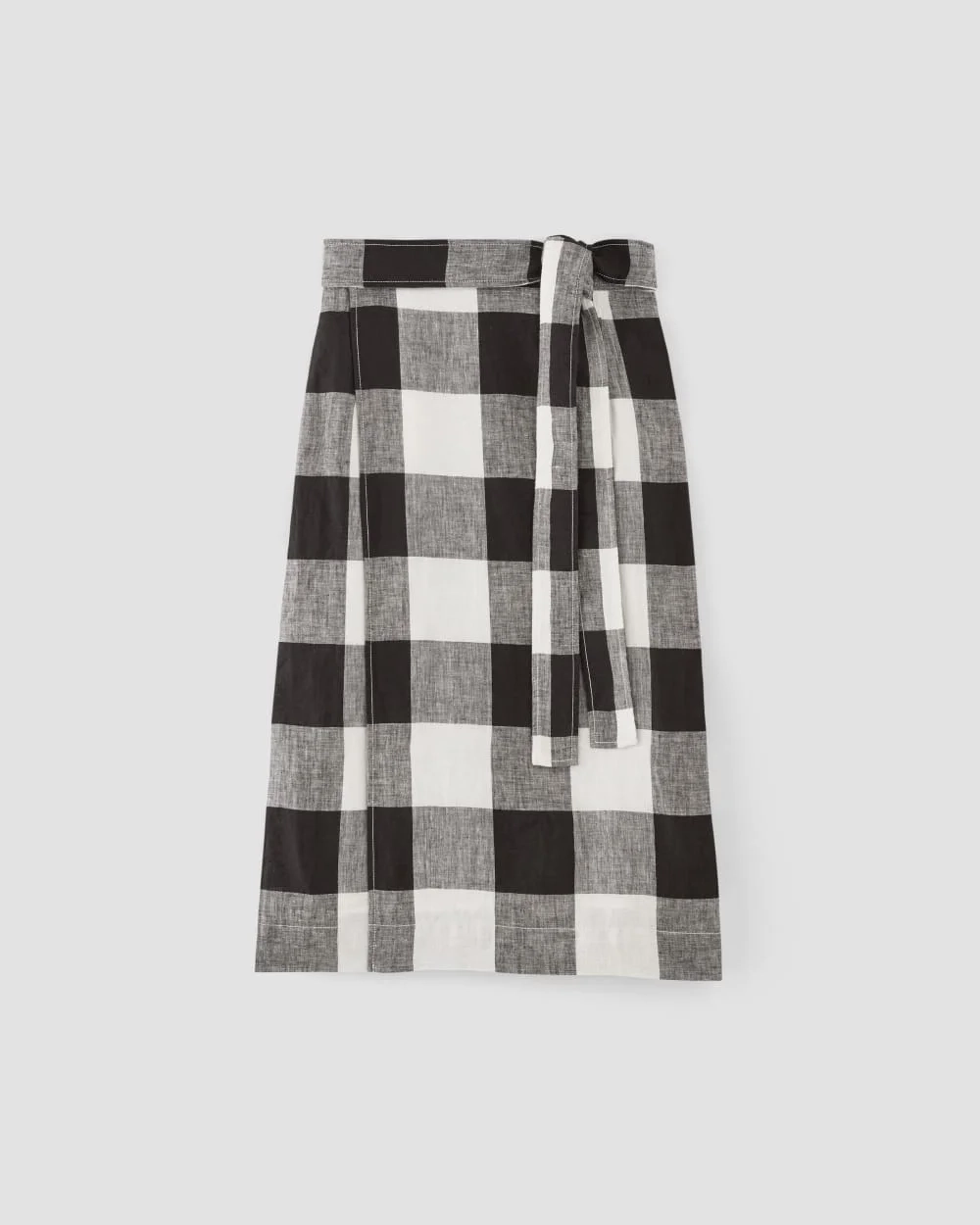 The Linen Wrap Skirt | Bone / Black Check (3)