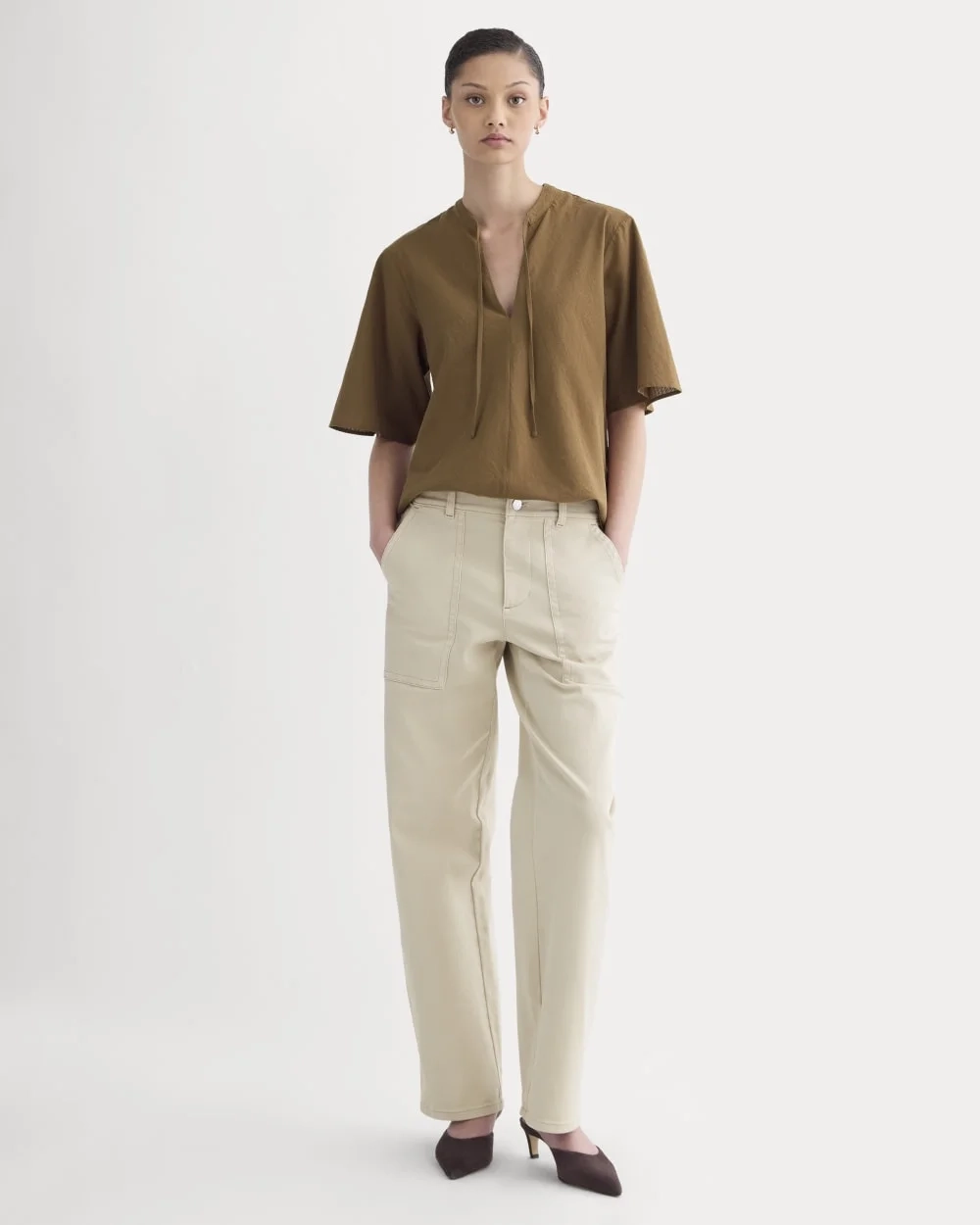 The Gauze Tie-Front Shirt | Toffee (3)