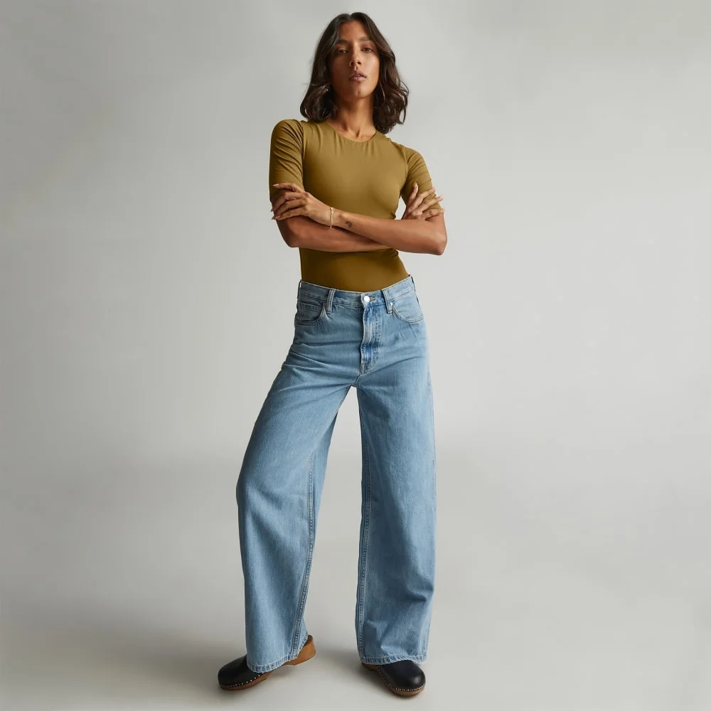 The Short-Sleeve Crew Neck Bodysuit | Tapenade | Thong (3)