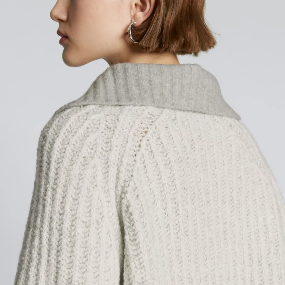 The Luxe Teddy Oversized Half Zip Sweater | Canvas Tan / Heather Grey (4)