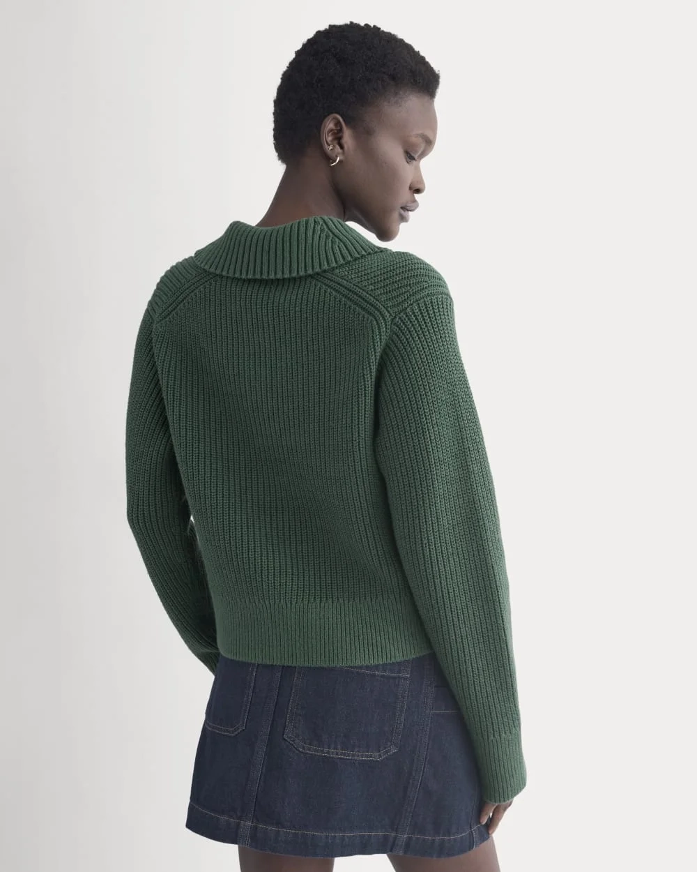 Shrunken Cardigan in Everyday Cotton | Hunter Green (3)