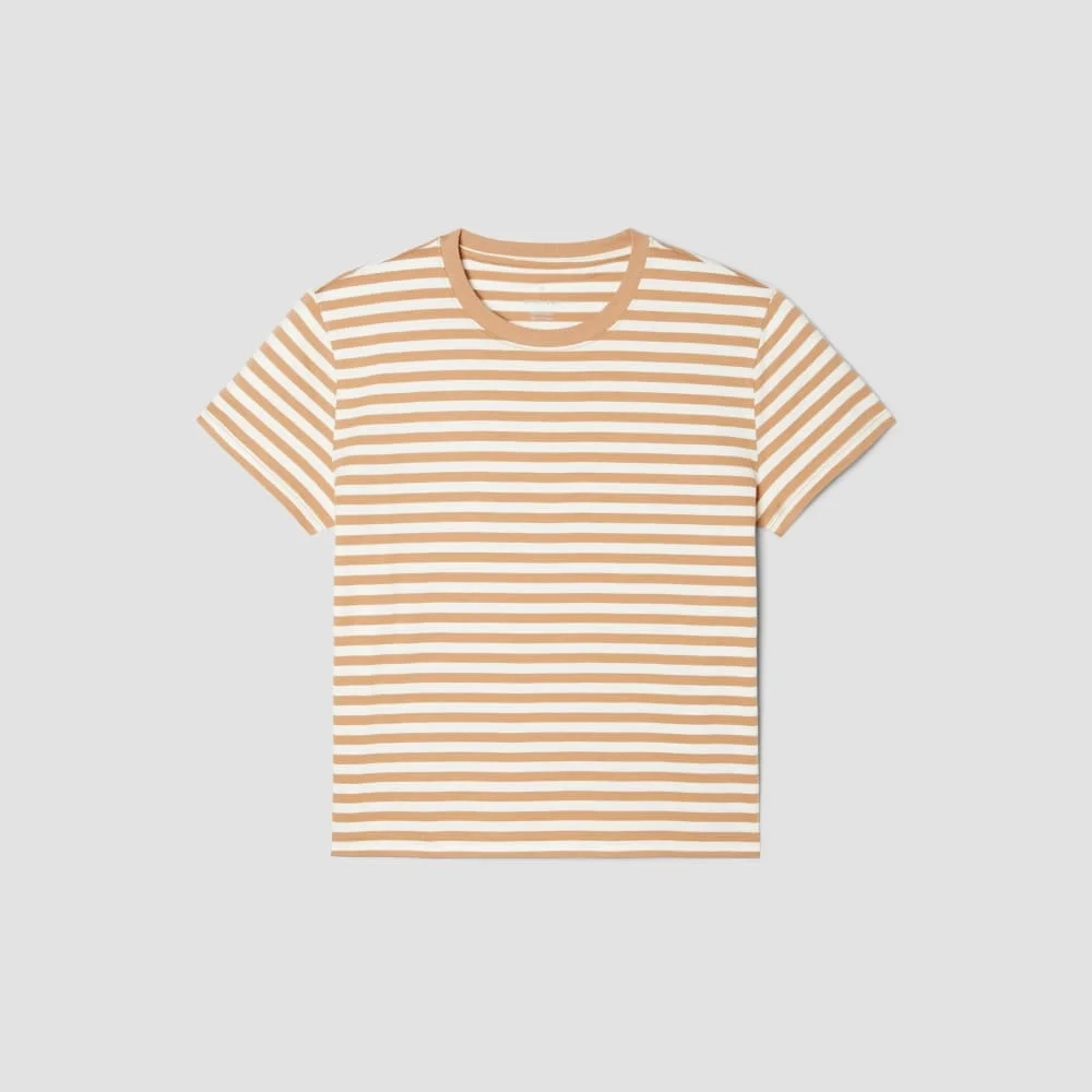 The Box-Cut Tee in Essential Cotton | Caramel / Canvas Tan | No Pocket (2)