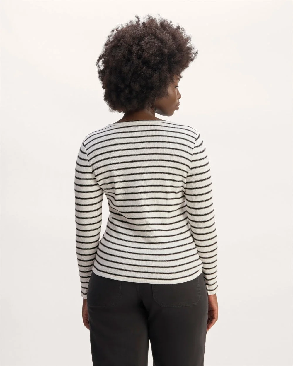 The Vintage Rib Cardigan | Bone / Black (3)