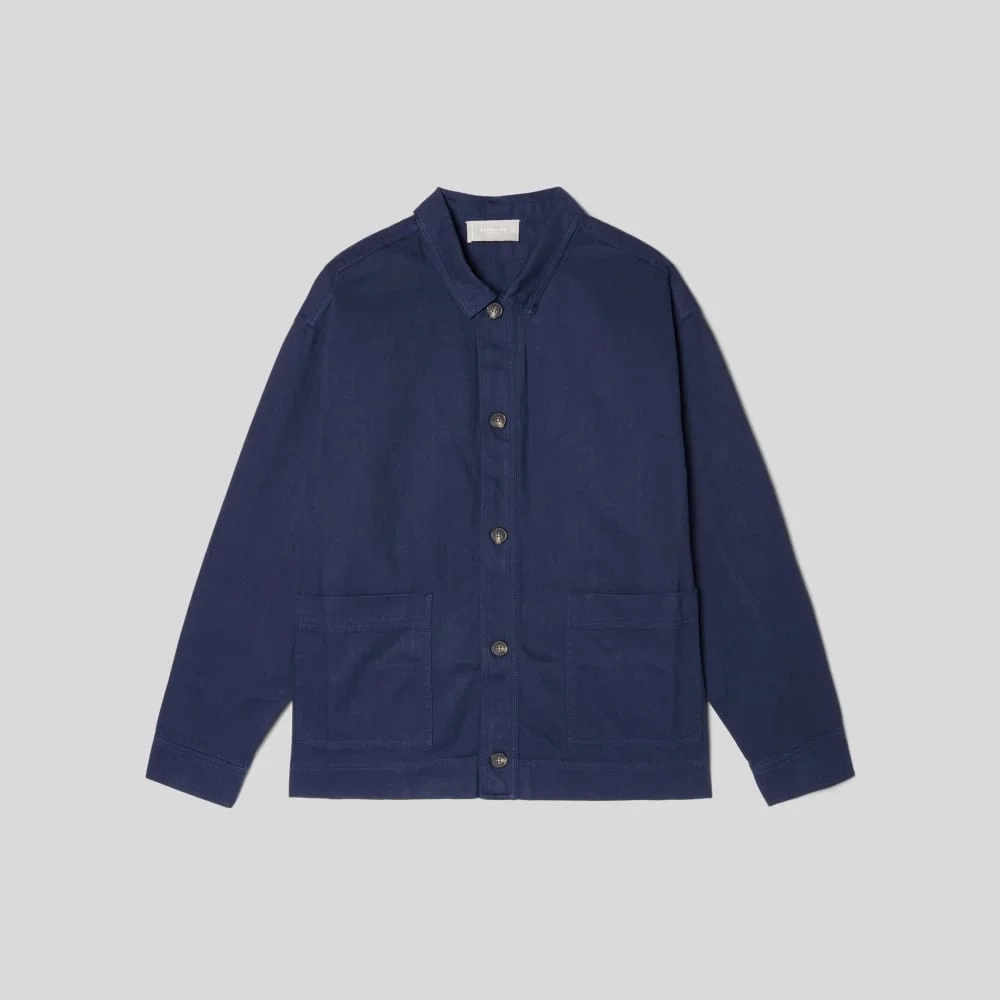 The Organic Cotton Herringbone Utility Jacket | Navy (2)