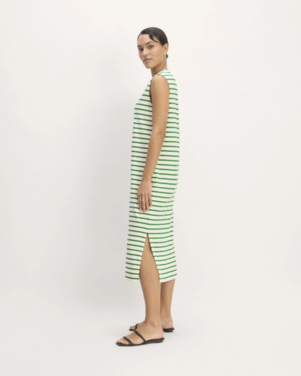 The Weekend Tank Dress | Bone / Grass Green (4)
