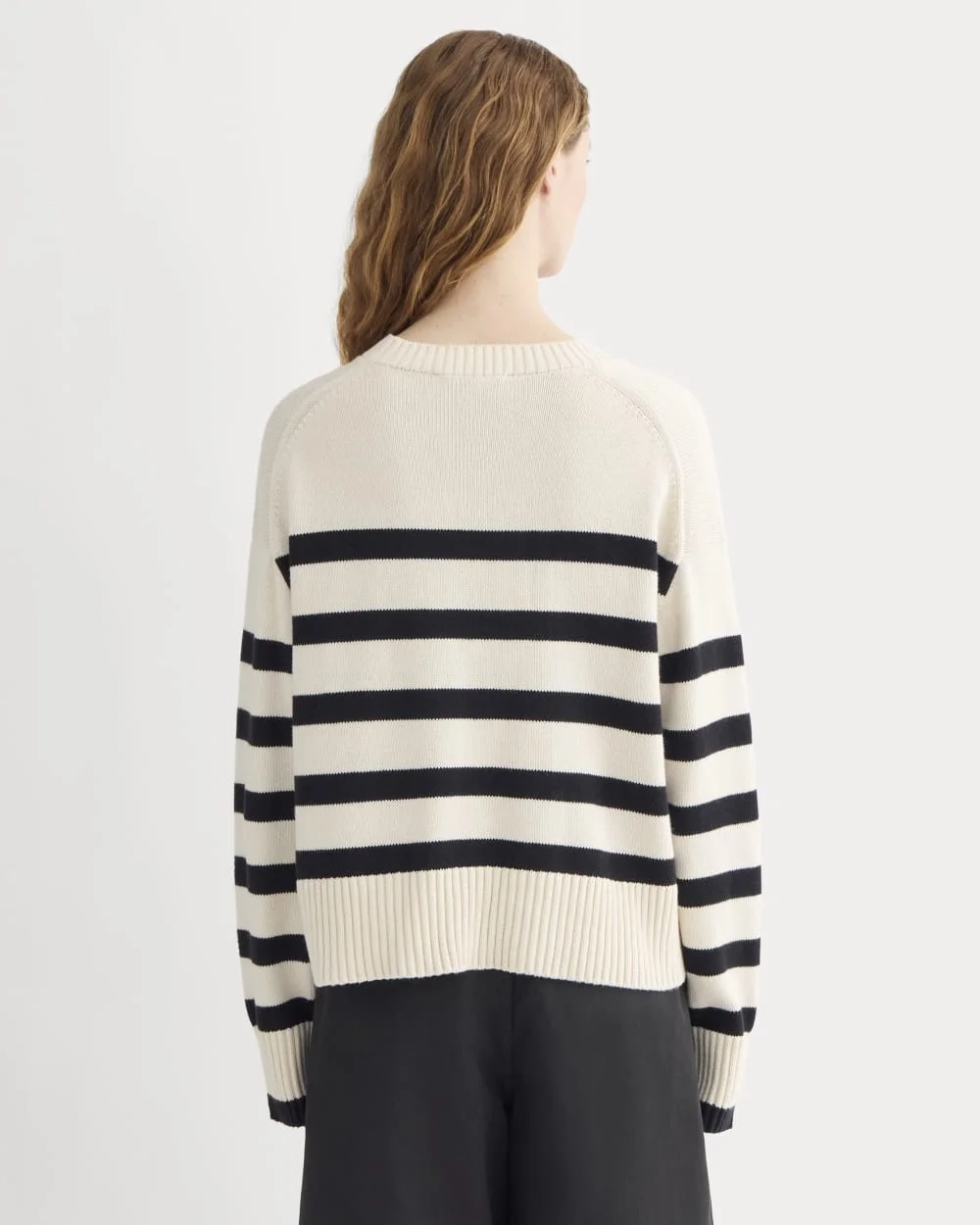 The Boxy Sweater in Everyday Cotton | Canvas / Black (4)