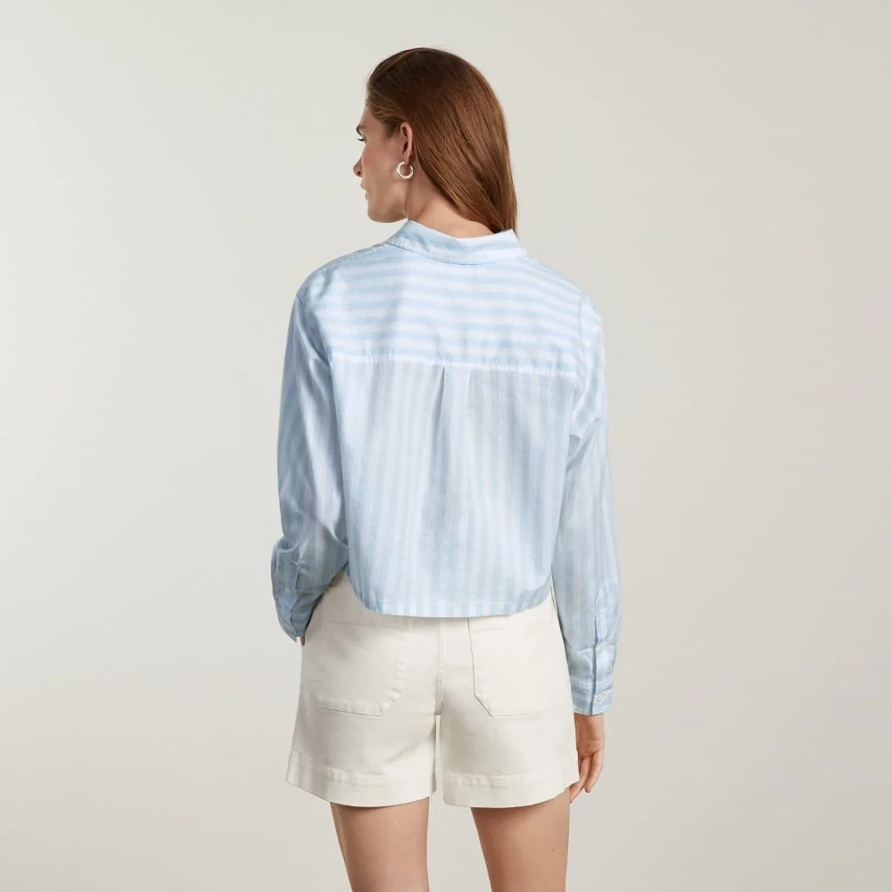 The Way-Short Shirt in Silky Cotton |  Mariner Blue / White (3)