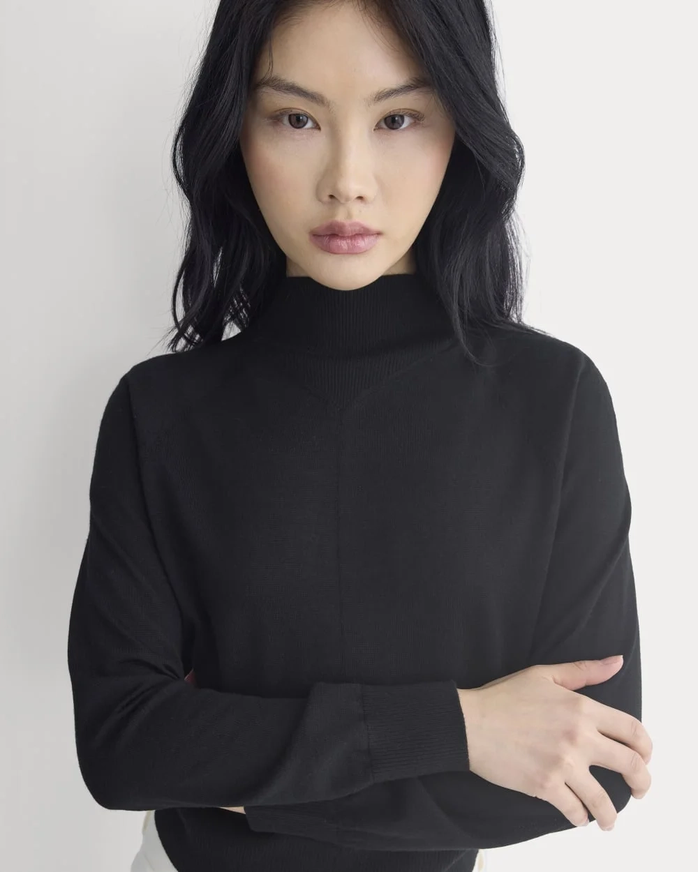Mockneck Sweater In Ultrafine Merino | Black (3)