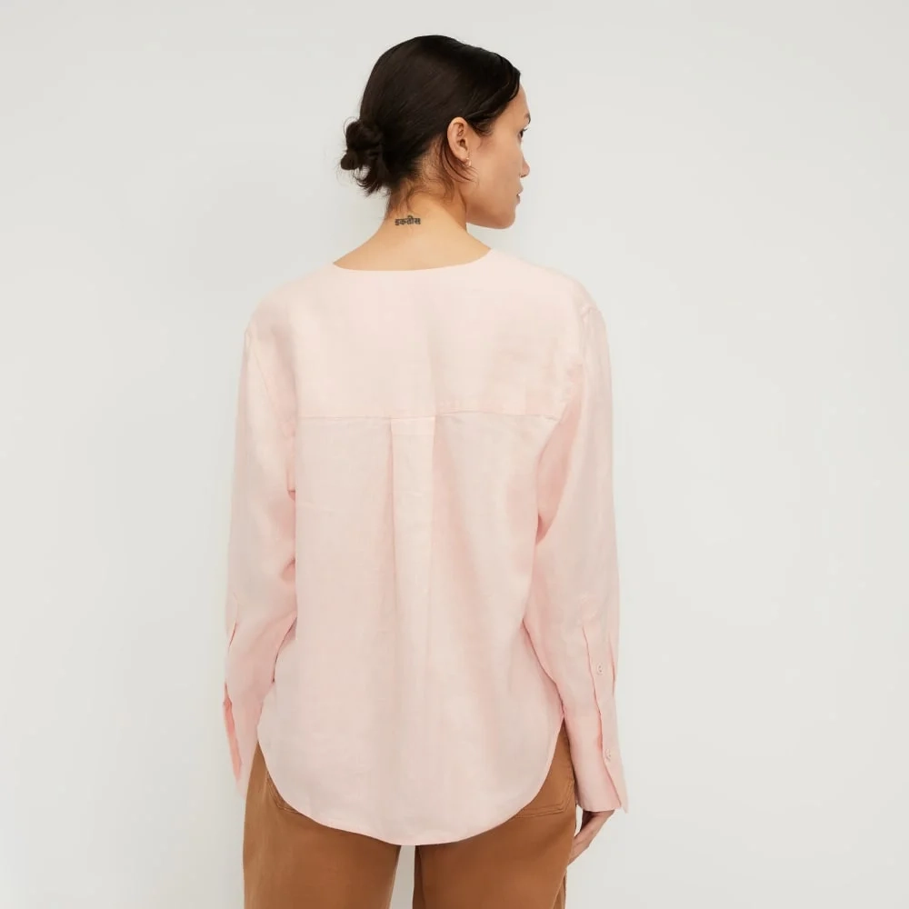 The Linen Popover Shirt | Petal Pink (5)