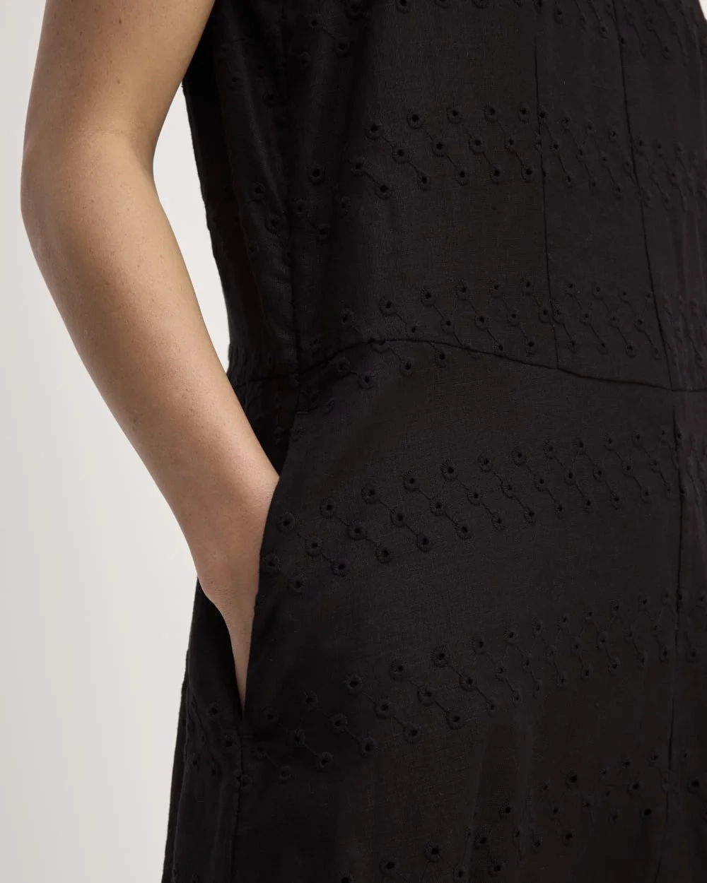 The Linen Eyelet Maxi Dress | Black Eyelet (3)