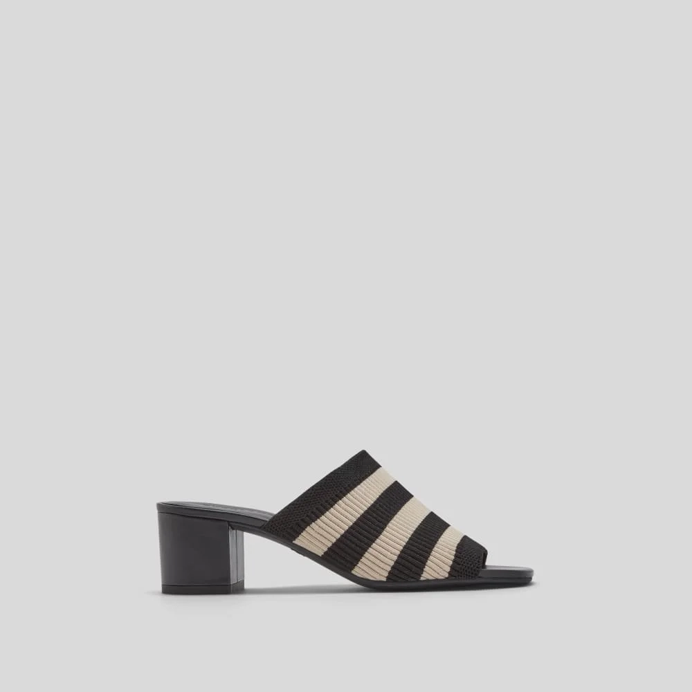 The Glove Mule in ReKnit | Black/ Parchment Stripe (2)