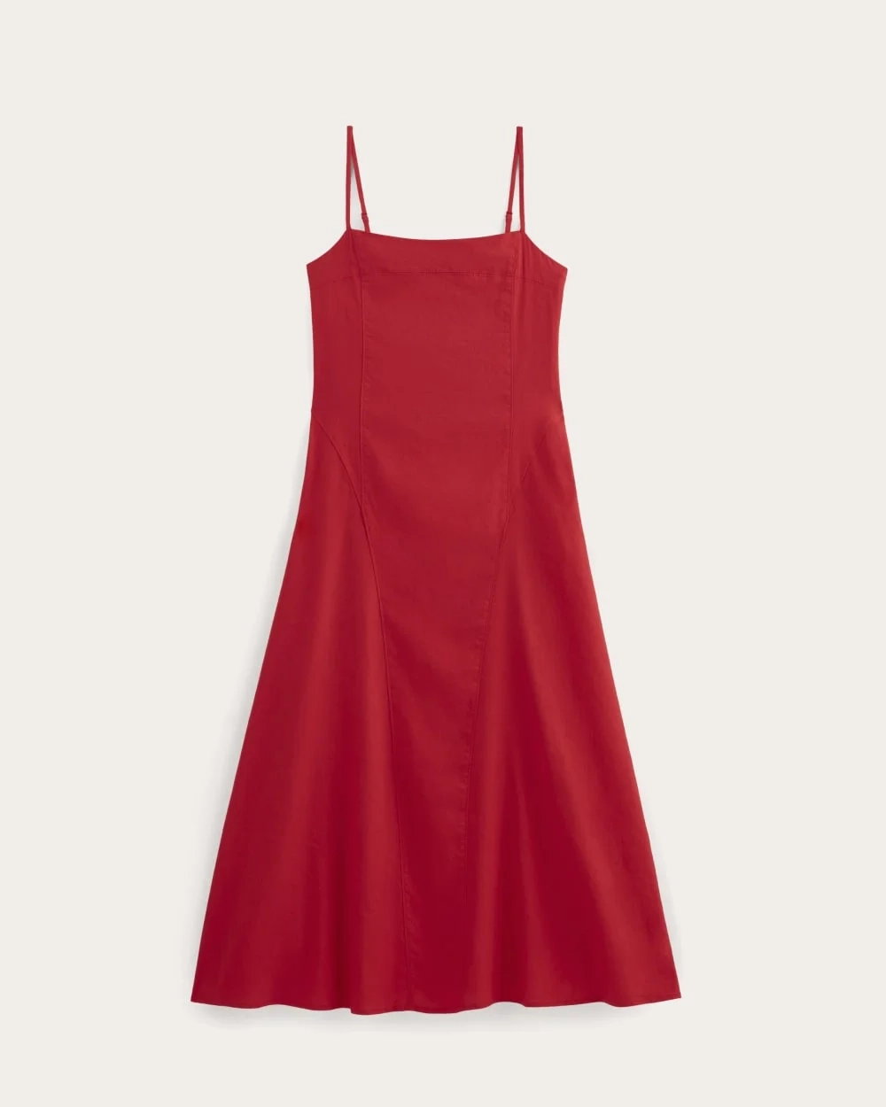 The Seamed Dress in Stretch Linen | Classic Red (5)