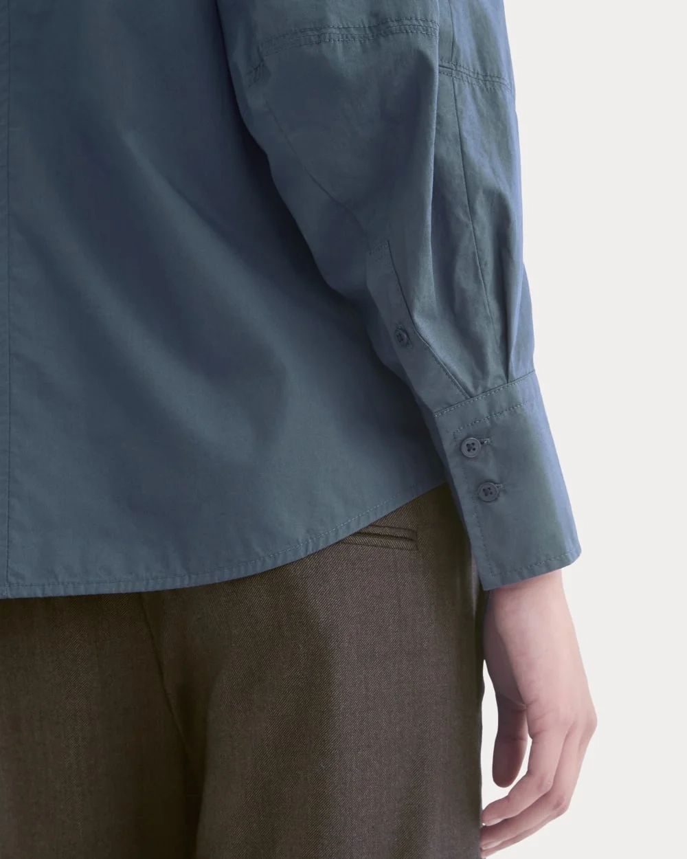 Lantern-Sleeve Shirt in Lightweight Cotton | Deep Lazuli Blue (2)