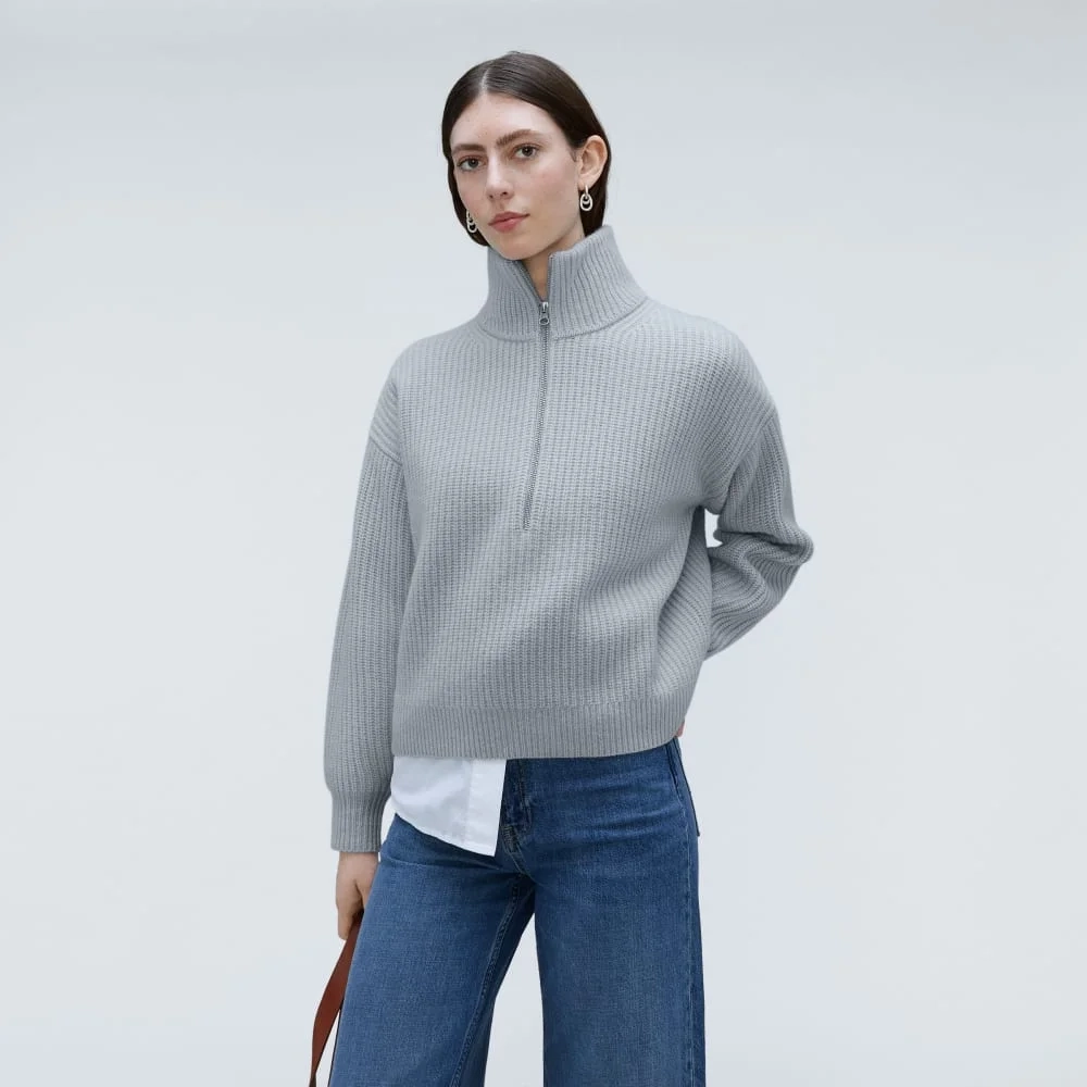 The Half-Zip Sweater in Luxe Merino | Sky (4)