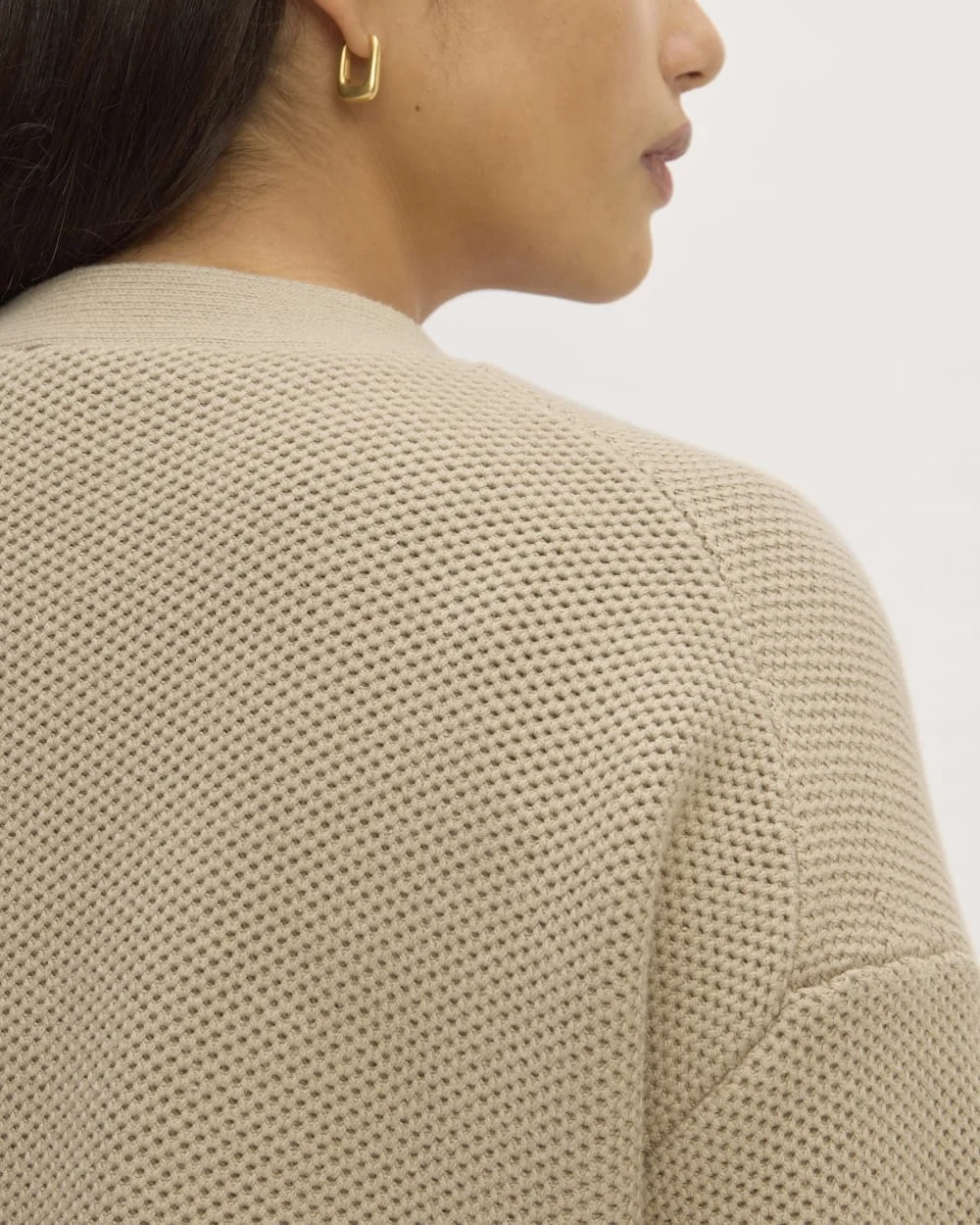The Cotton Honeycomb Cardigan | Trench Coat Khaki (3)