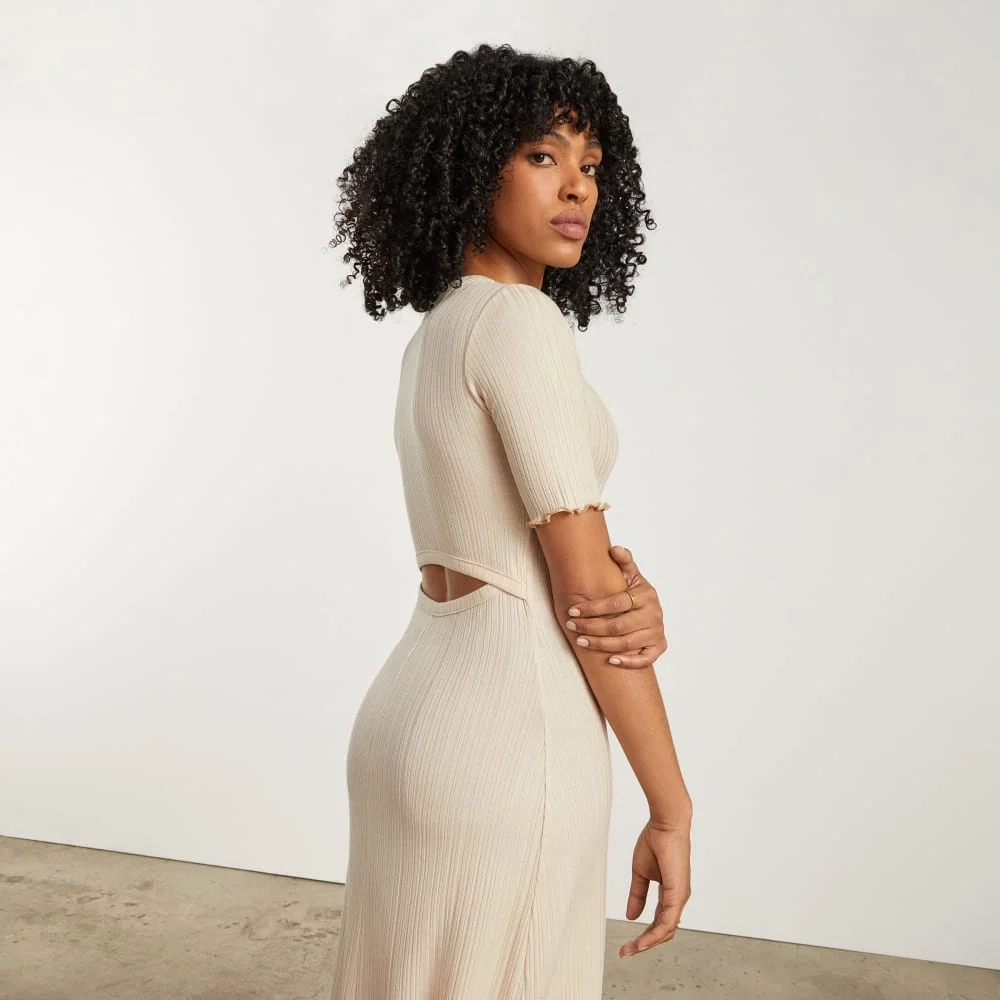 The Open Back Rib Dress | Parchment (4)