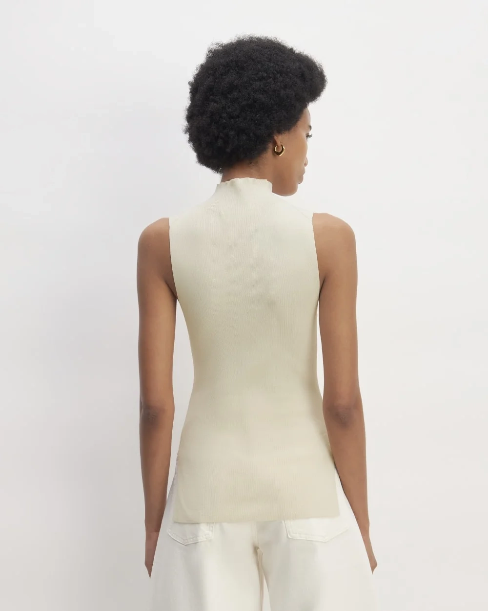 The Viscose Mock Neck Top | Beige (4)