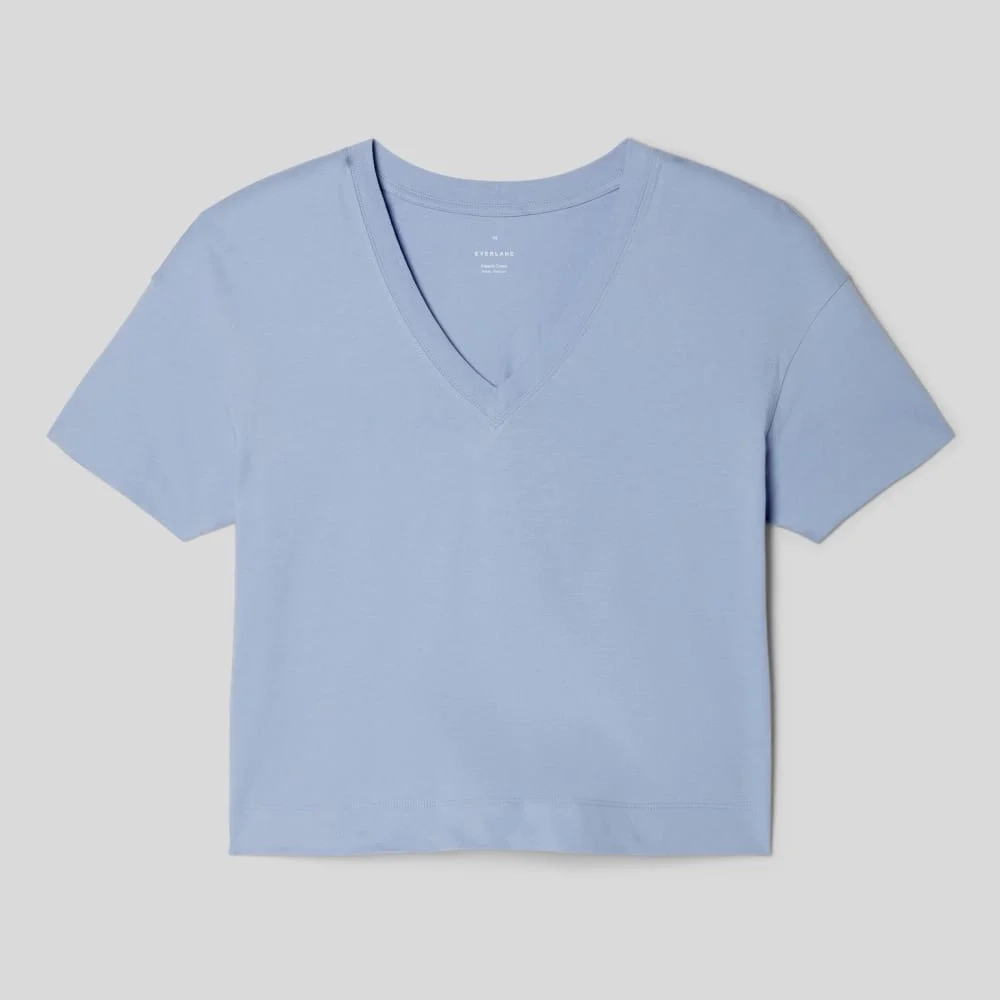 The Organic Cotton Slouchy V-Neck | Periwinkle (3)