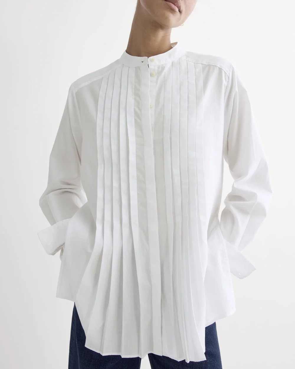 The Pleated Shirt in Silky Cotton | White (5)