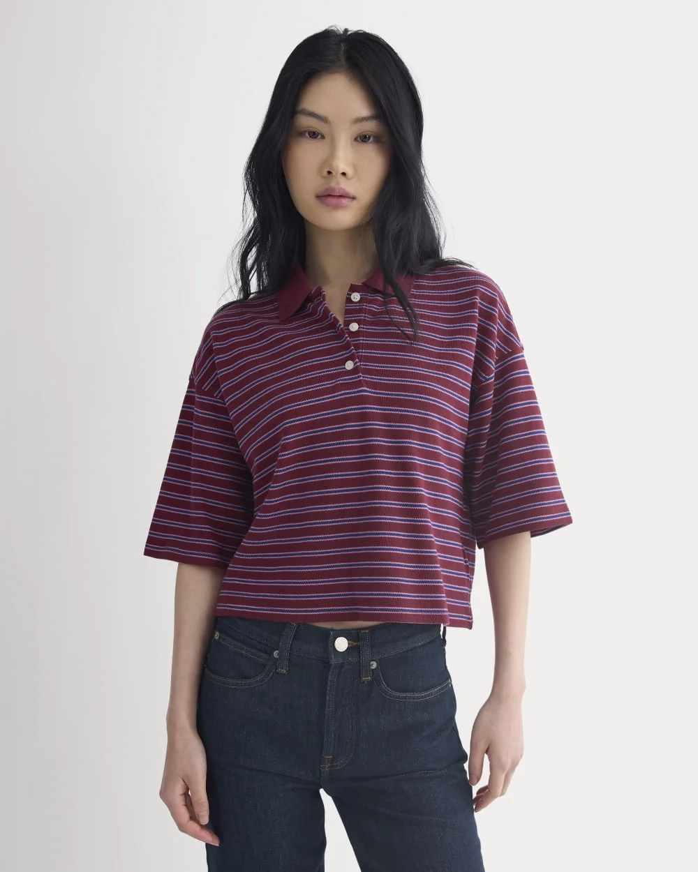 Pique Boxy Polo | Pomegranate/Heather Rose/Estate Blue (3)