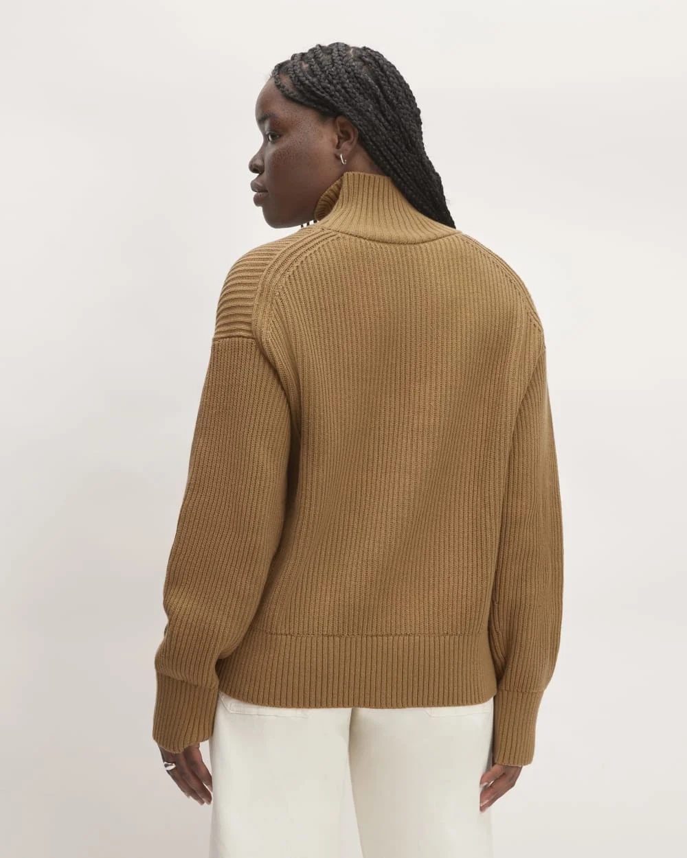 The Organic Cotton Ribbed Turtleneck | Toasted Coconut (4)