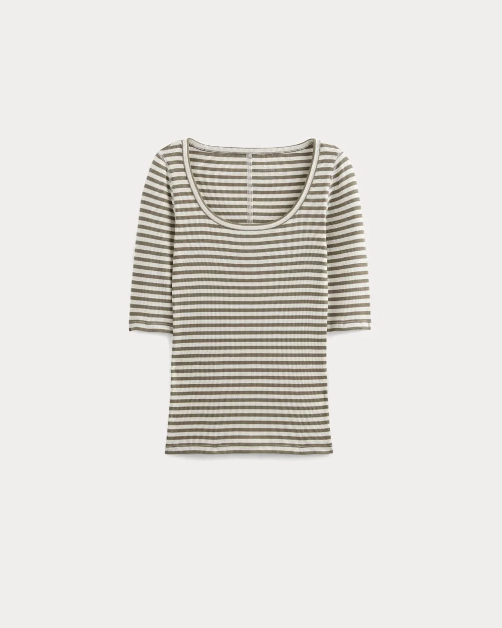 The Luxe Rib Scoop-Neck Tee | Bone / Deep Taupe (2)