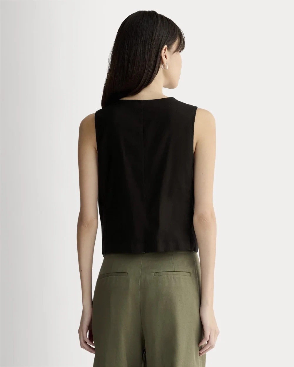 The Vest in Stretch Linen | Black (3)
