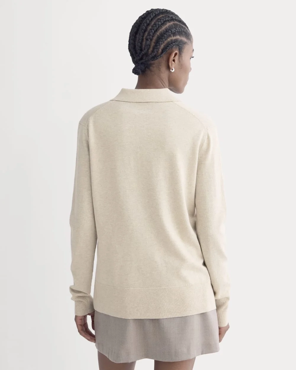 Oversized Polo Sweater in Cotton Merino | Heather Barley (5)