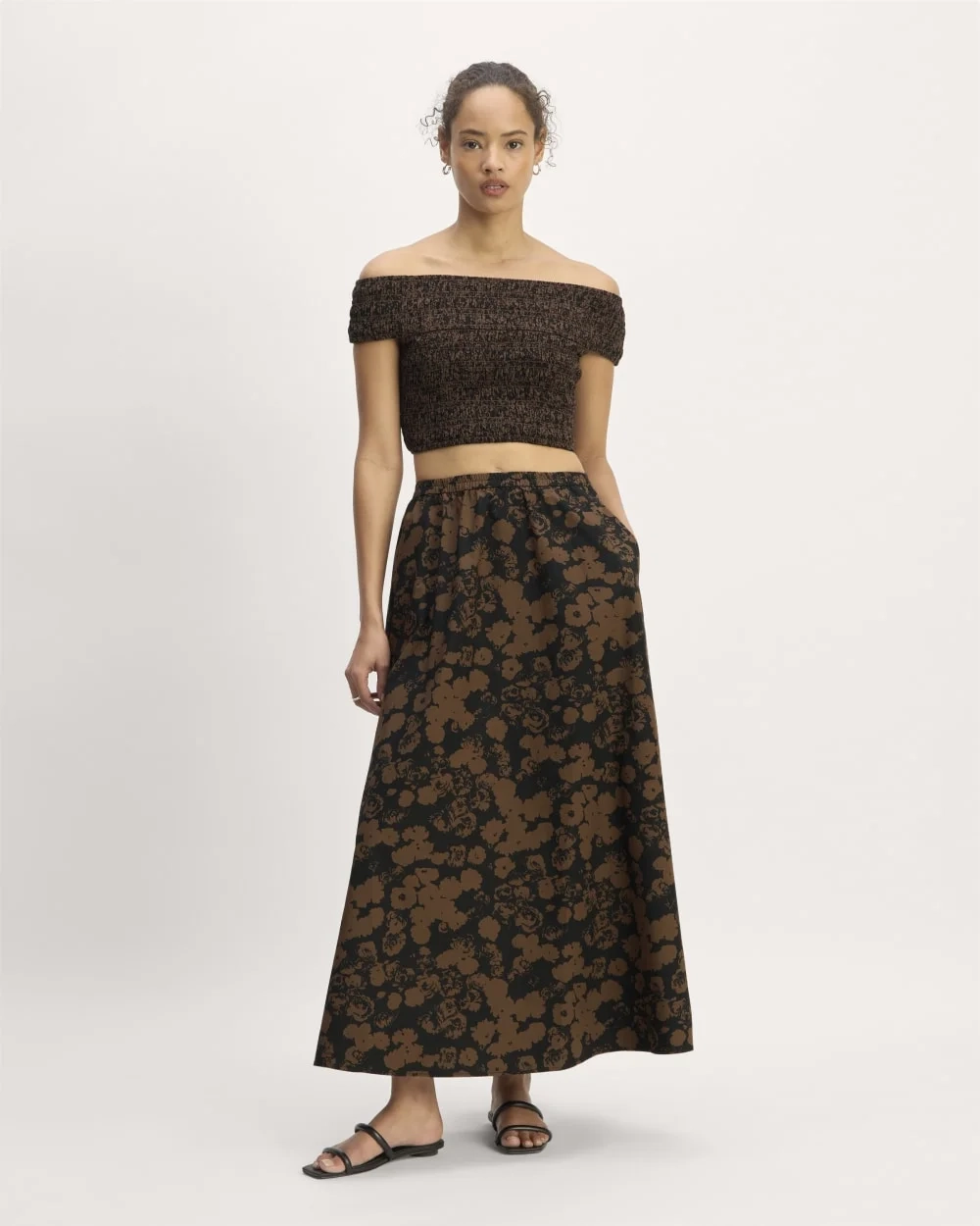 The Gauze Smock Top | Black / Cocoa Small Floral (4)