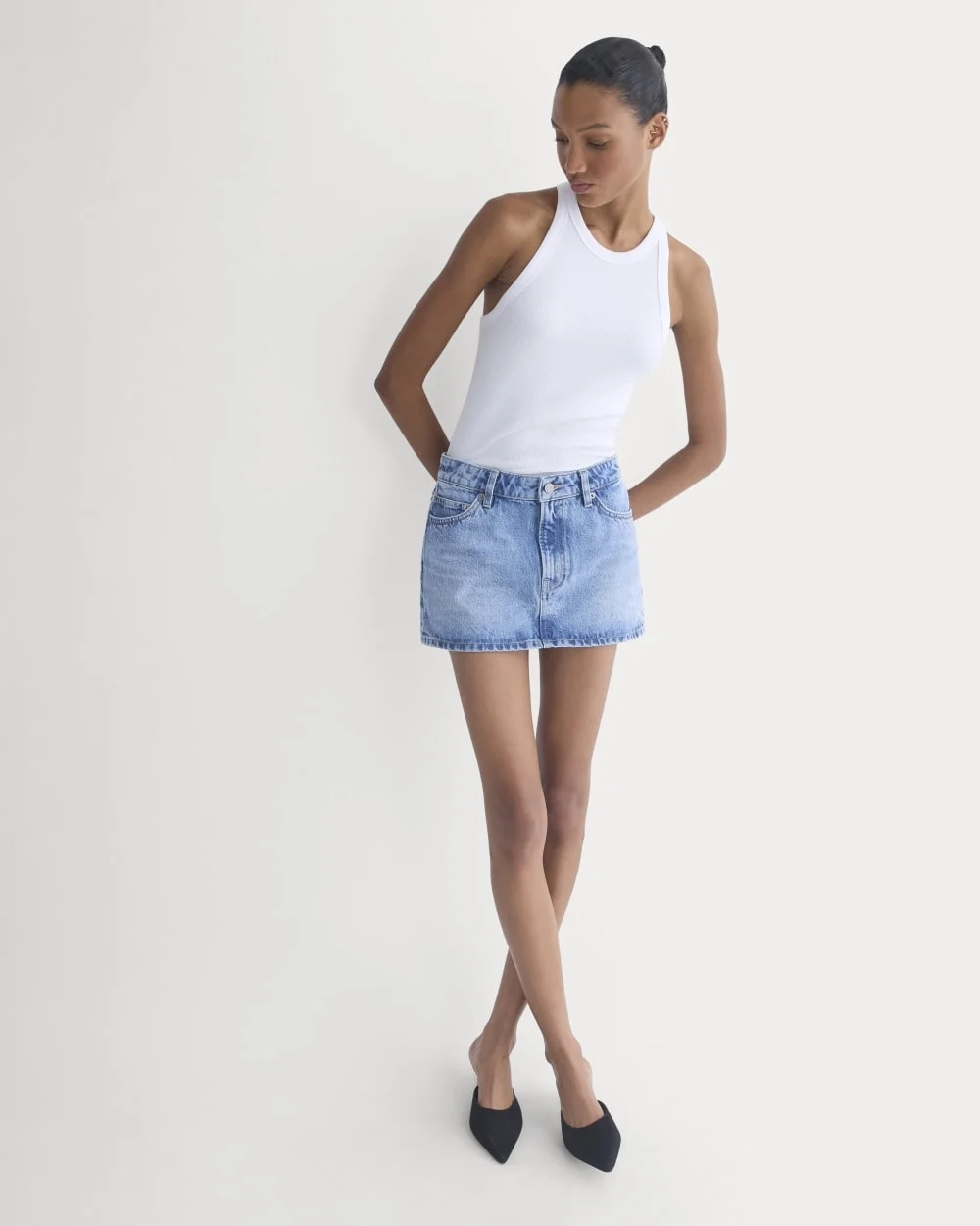 Everlane x Elena Bonvicini Thalia Mini Skirt | Crystal Cove Indigo (3)