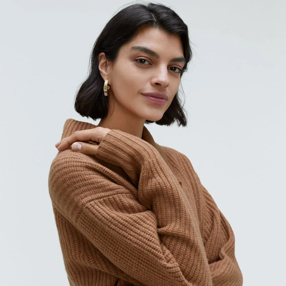 The Felted Merino Shawl Collar Sweater | Deep Camel (3)