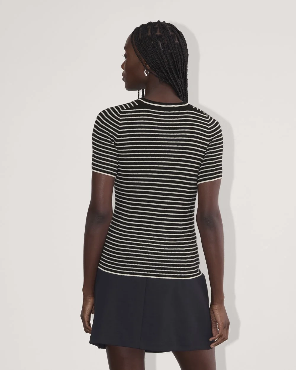 The Sweater Tee in Ultrasoft Merino | Black / Bone (4)
