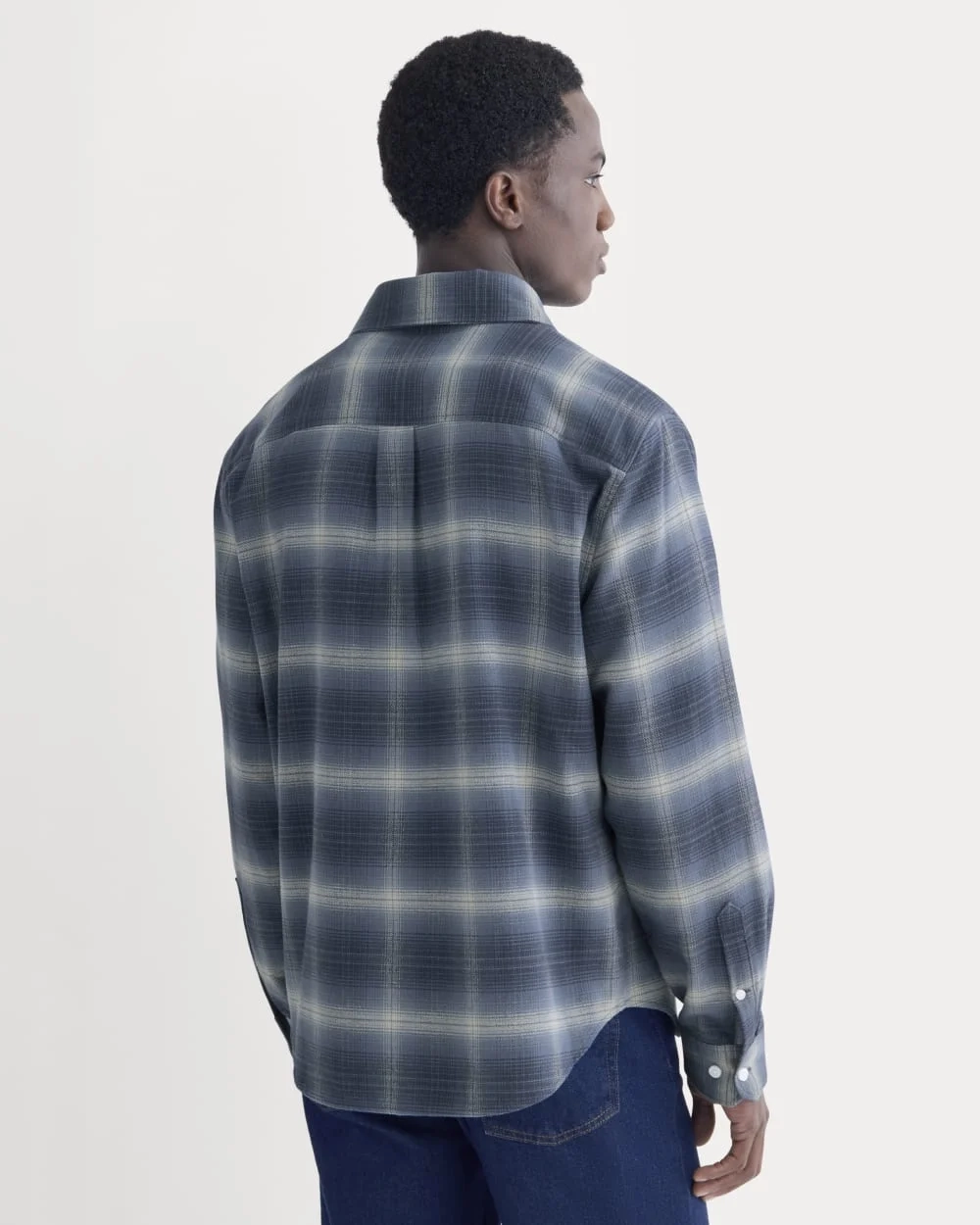 Brushed Flannel Shirt | Blue Ombre Plaid (3)