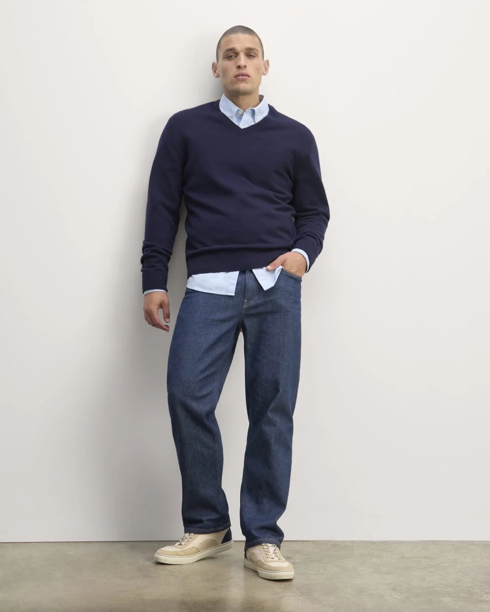 The Cashmere V-Neck Sweater | Navy (2)