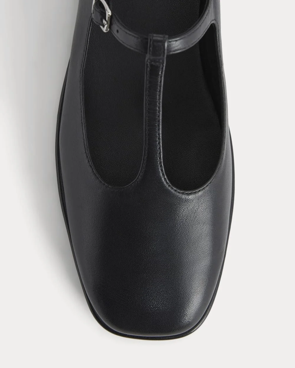 The Leather T-Strap Flat | Black (4)