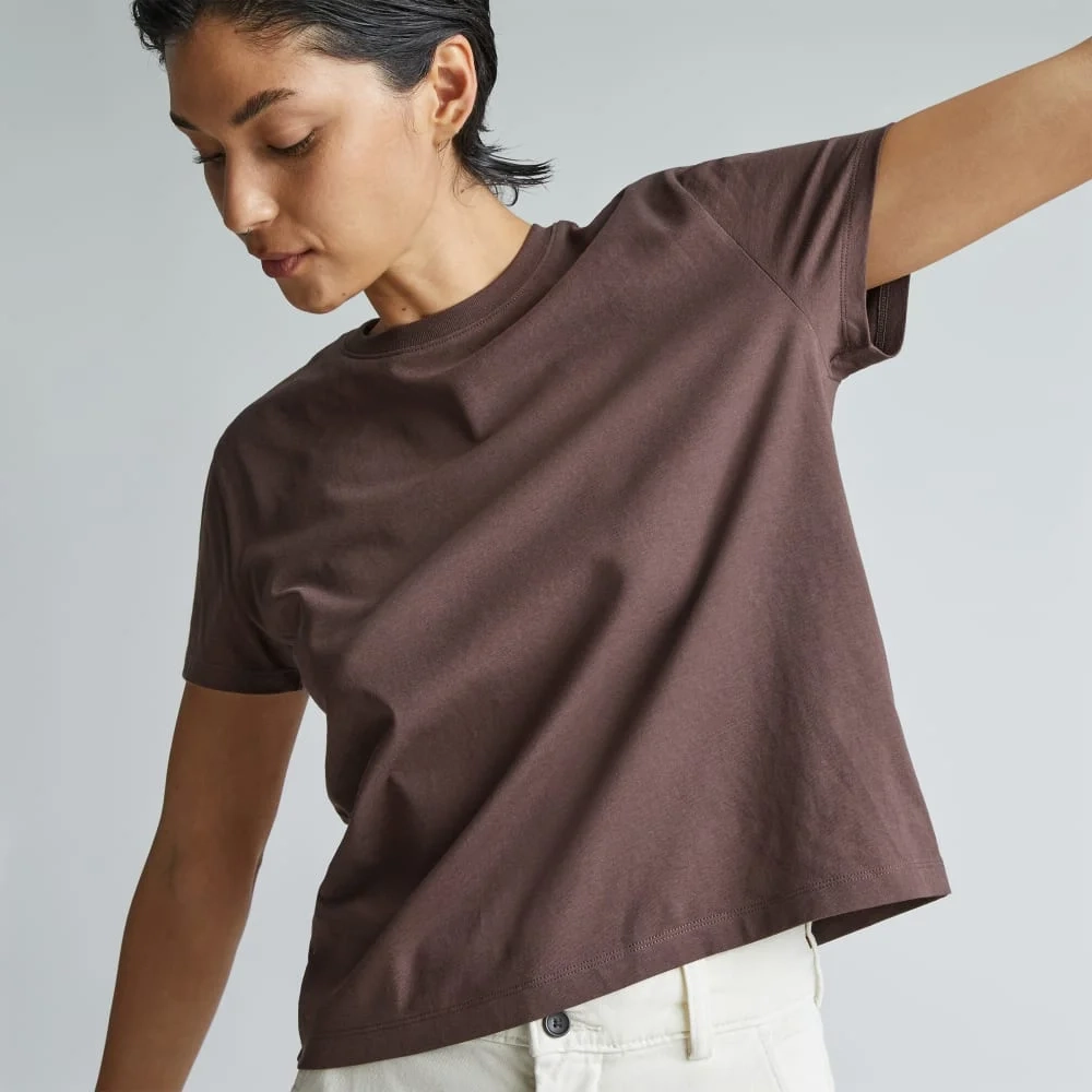 The Box-Cut Tee in Essential Cotton | Chocolate Brown | No Pocket (3)