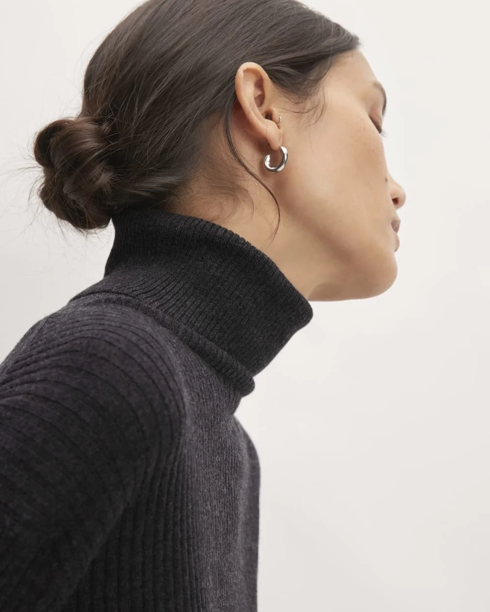 The Cotton-Merino Turtleneck Dress | Heather Charcoal (3)
