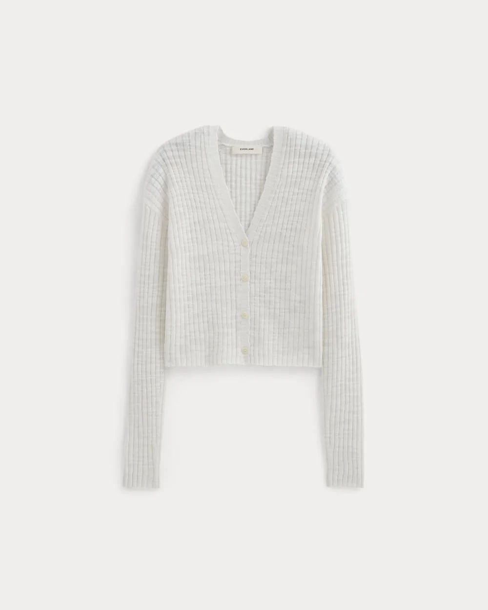 The Ribbed Cardigan in Cotton Linen | White (4)