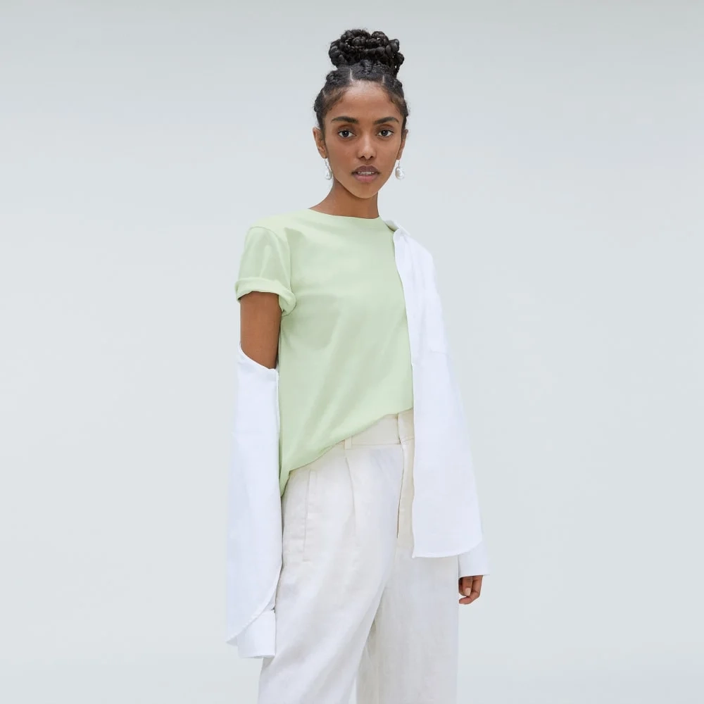 The Box-Cut Tee in Essential Cotton | Seafoam Green | No Pocket (4)