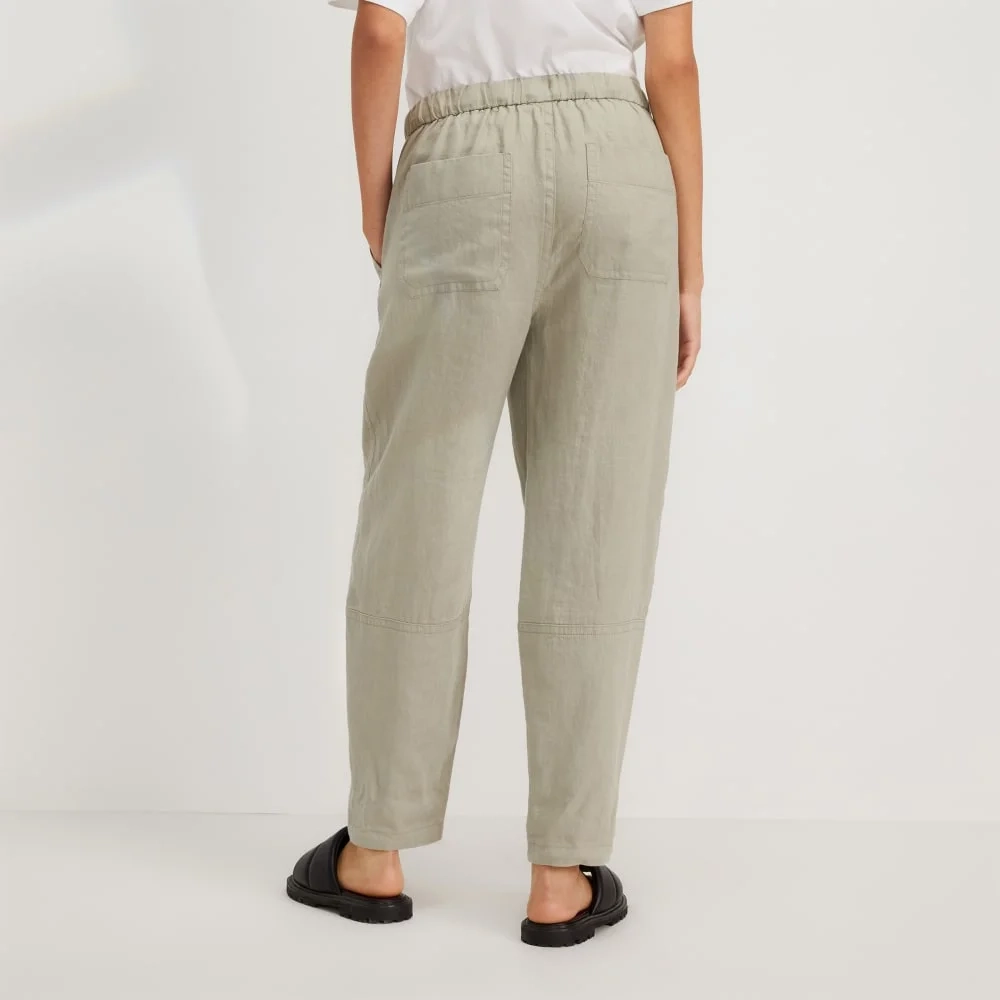 The Linen Pull-On Barrel Pant | Seagrass (4)