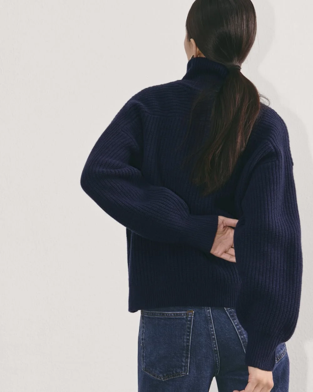 The Half-Zip Sweater in Luxe Merino | Navy (5)