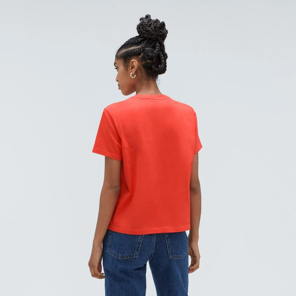 The Box-Cut Tee in Essential Cotton | Red Orange | No Pocket (3)