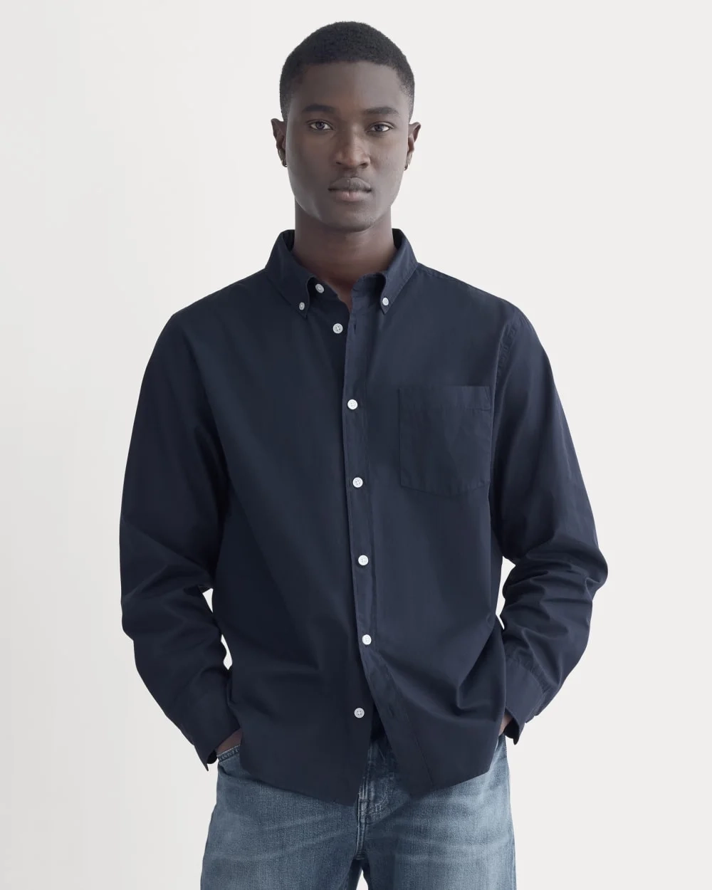 Washed Poplin Shirt | Navy