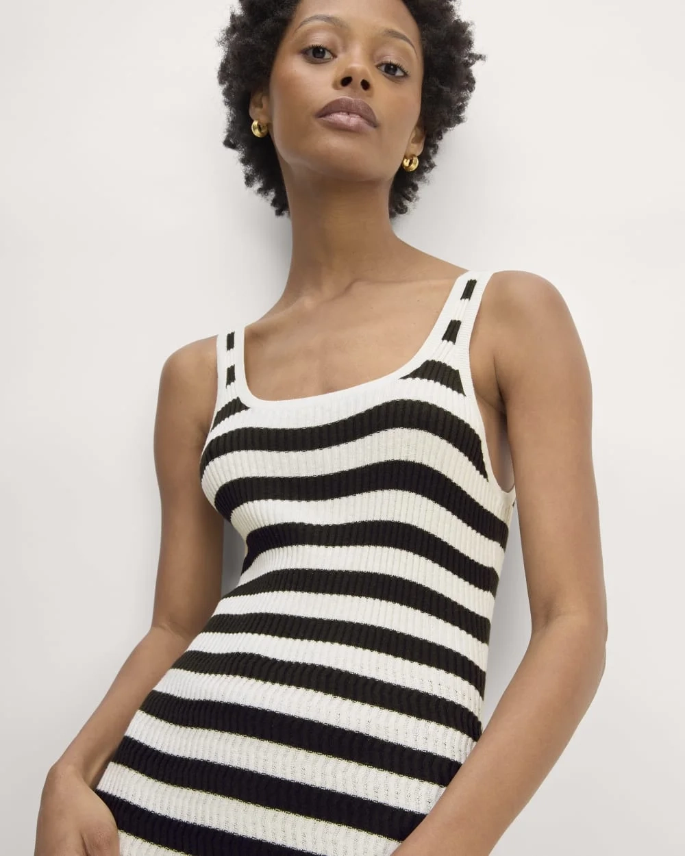 The Crochet Knit Tank Dress | Bone / Black (5)